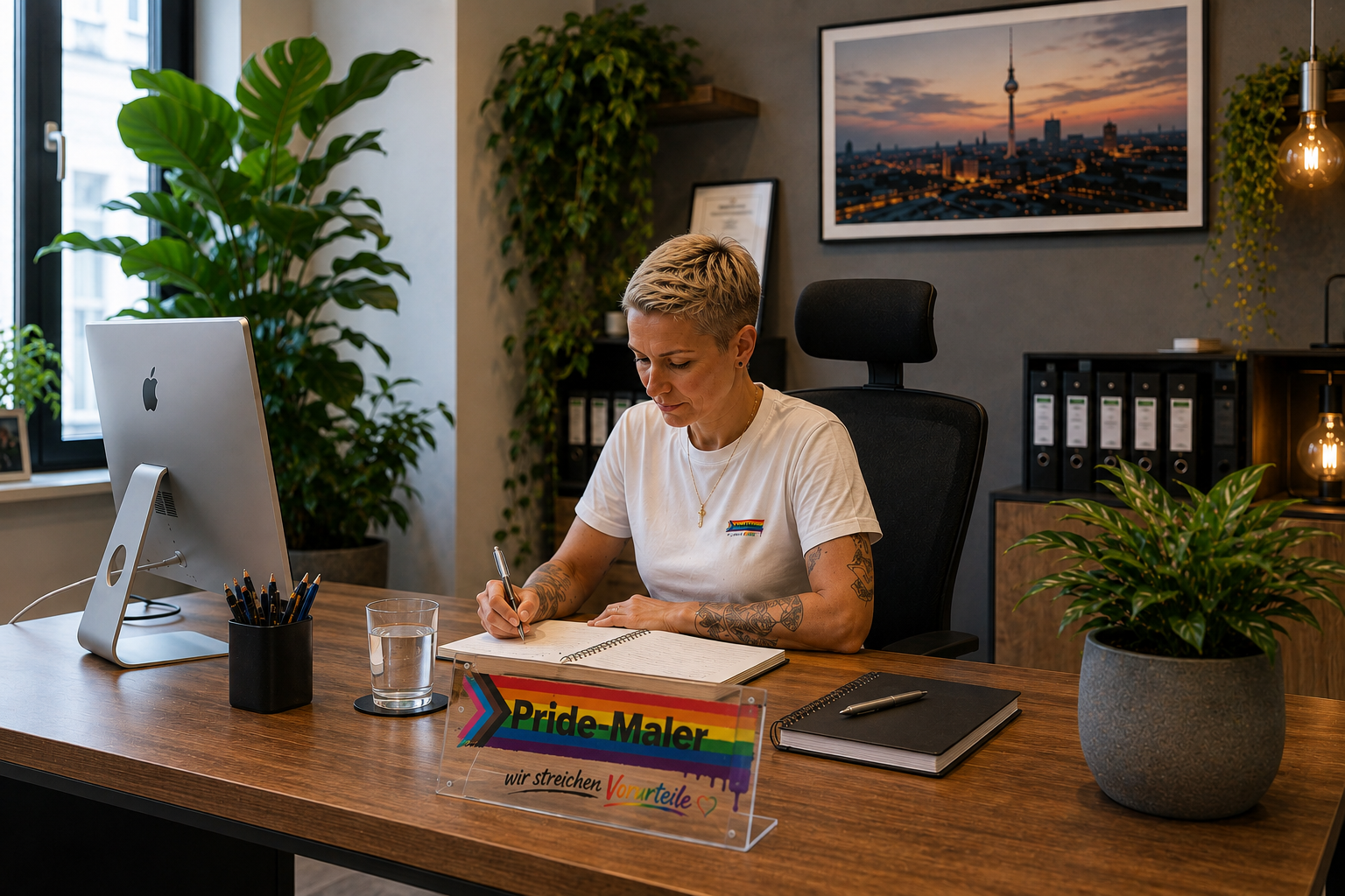 Persönliche Bearbeitung einer Kundenanfrage im Pride-Maler Büro